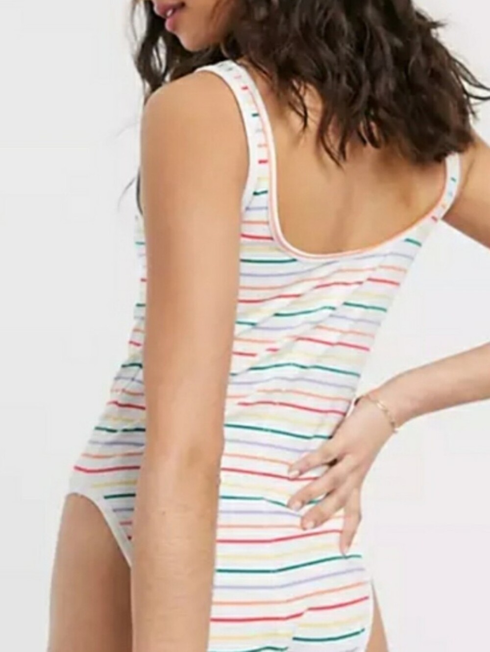 New Nike Sportswear Retro Femme Rainbow Striped Bodysuit - Picture 2 of 6